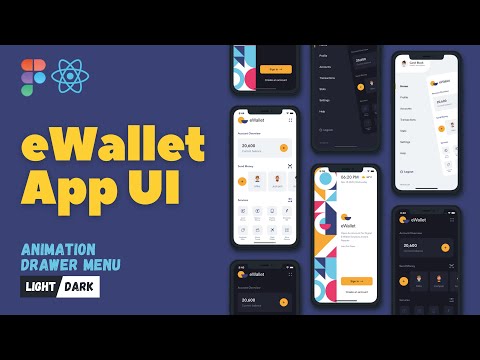 React Native eWallet App UI - Animation Drawer Menu - Light - Dark - Speed Code