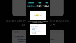 Light/Dark Theme Toggle using HTML, CSS & JavaScript! #webdevelopment #webcoding #css  #shorts