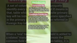Composite, Composite Primary , Foreign & Unique Key SQL Database Concepts #jitendra #shorts