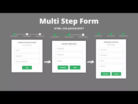 Create Responsive Multi Step Form Using HTML, CSS & JS | Responsive Login & Registration Form