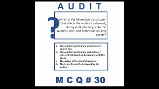 Mastering Auditing MCQ #030 #audit #auditing #auditingstandards