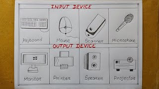 Input Device and Output Device drawing easy| Computer Input and Output Device drawing| Easy drawing