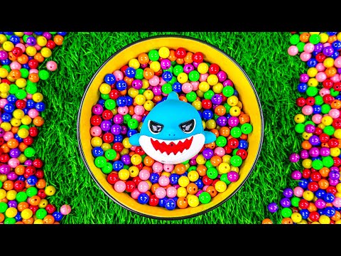 3 Minutes Satisfying with Mixing All My Beads & Rainbow Glitter Shark Glossy Slime ASMR
