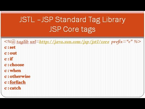 #JSTL tutorial  #JSTL core tags JSTL  #foreach tag JSTL conditional statements JSTL loops  #JSPJSTL