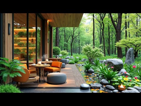 Spring Jazz Cafe Ambience – Relaxing Smooth Jazz & Forest Coffee Vibes