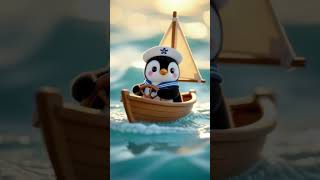 penguin driving boat in ocean Ai #trending #viral #ai #penguin #aivideomaker #tumkotumko