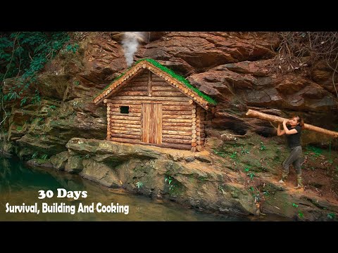 How I Built A Wooden House On The Cliff And Survival For 30 Days In The Rain Forest | Full Video