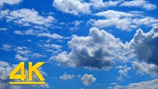 4K Floating CLOUDS Relaxing Nature - Fly in the sky Calming Peaceful Blue Sky