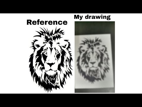 Lion drawing black and white lion