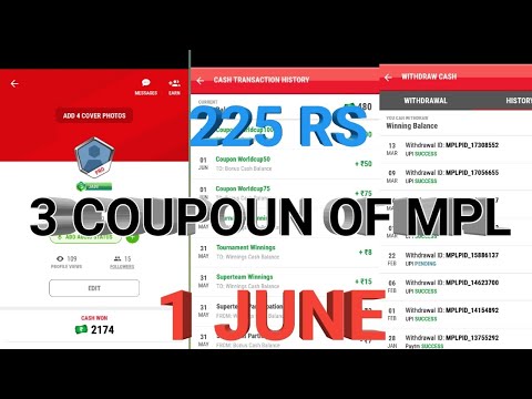 (EXPIRED ) 3 COUPON OF MPL |100 RS , 75 RS , 50 RS MPL