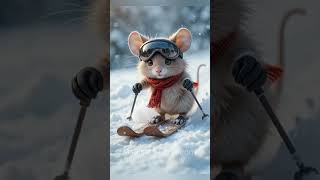 The Fast Learner  A Mouse Mastering Skiing in No Time!#shorts#viral#trending