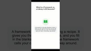 What is a Framework vs a Library in 60 seconds? #tech #techtalk #shorts #programming