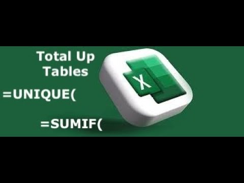 Excel Simple List 2: Total Up using =UNIQUE( & =SUMIF