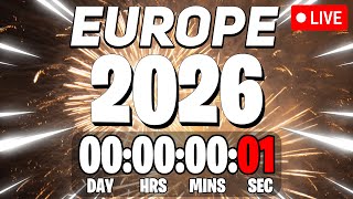 EUROPE NEW YEARS 2026 COUNTDOWN LIVE🔴 24/7 & Central European Time, CET New Year Countdown