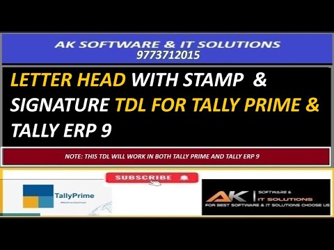 LETTER HEAD  WITH STAMP & SIGNATURE TDL FOR TALLY PRIME & TALLY ERP 9