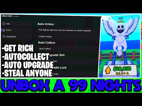 *NEW* Unbox a 99 Nights in the Forest Script (PASTEBIN 2025) (UNBOX , COLLECT CASH , UPGRADE SLOT )