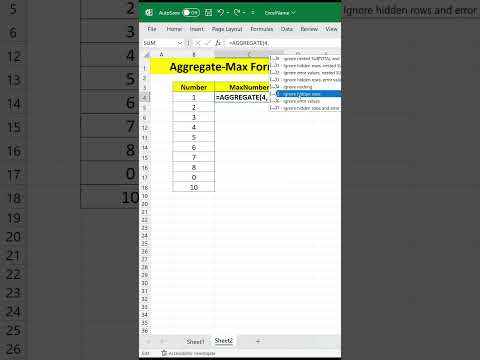 Aggregate Max Formula In Excel #shorts #msexcel