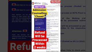 BITSAT ADMISSION CLOSED #meritbell #bitsat2022 #bitspilani #bitsat #engineering #bitsgoa #btech#cse
