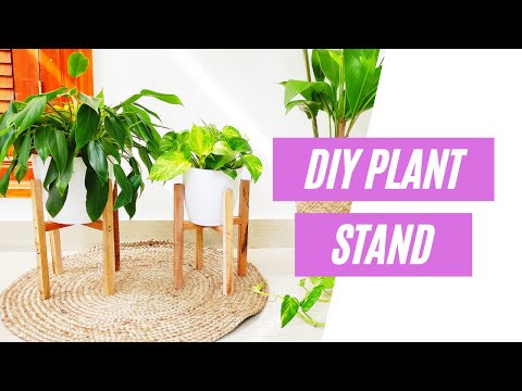 DIY wood plant stand with no special tools | how to make plant stand with wooden dowels |Room corner