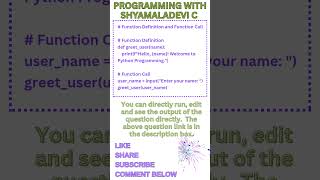 Function Definition and Function Call