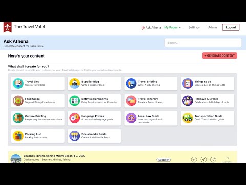 Supplier AI Content Generator - Travel Valet