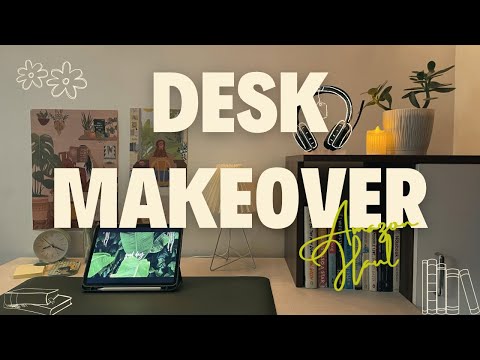 pinterest inspired aesthetic desk makeover 🍃• amazon haul, green and minimalist