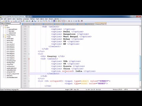 HTML - Exercises 11 - Select Tag in html