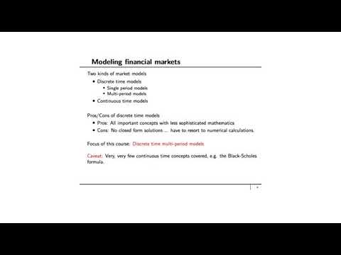 Financial Engineering and Risk Management : course overview