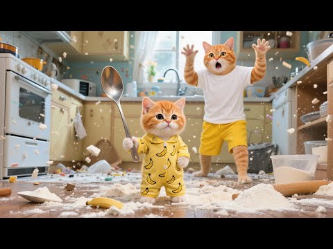 Papa Cat Babysits Ginger Kitten While Mama Is Away, But Trouble Begins 🐾✨ | Funny Cat Videos