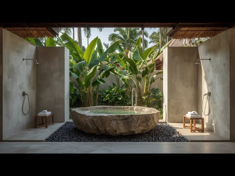 Tropical Outdoor Bath Meditation | Relaxing Ambient Music & Nature Serenity