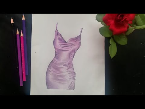 How to draw a Dress using pencils colors