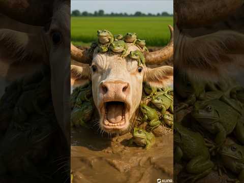 cow covered in giant frogs saved by Rescue Team #humanity #cow #animals #rescueanimals