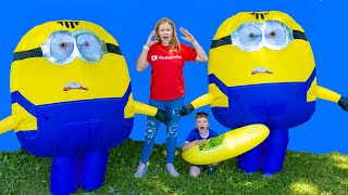 Assistant Joins Batboy Ryan and Smalls Play Minion Touch in the Park