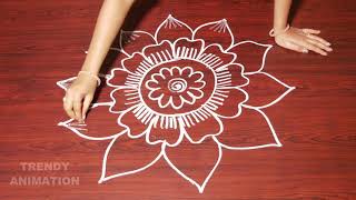 Awesome simple & easy rangoli design | Muggulu | latest rangoli designs | Trendyanimation | Kolams|