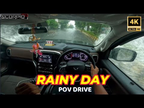 HEAVY RAIN POV DRIVE | SCORPIO N | | ASMR | GO PRO 12 # TEENAGER DRIVES 