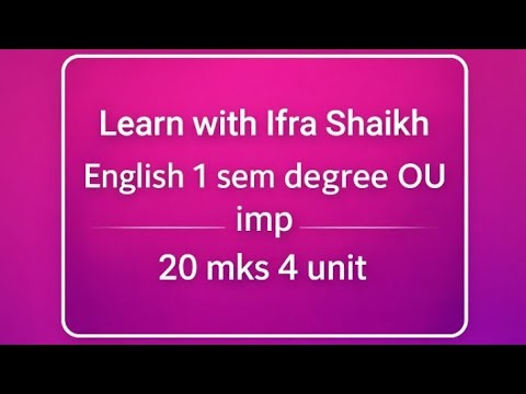 English 1 sem degree OU 20 mks important 4 unit