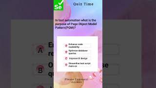 Selenium Quiz - What is the purpose of Page Object Model #automationtutorial #selenium