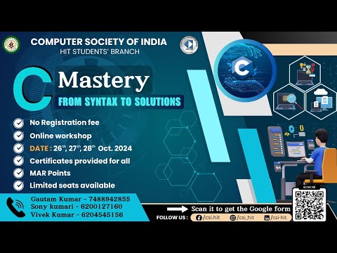 C Mastery: From Syntax to Solutions || Live Lecture 1 || Haldia Institute of Technology || CSI HIT