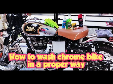 Washing of Royal Enfield classic 350 chrome | chrome bike washing method |Chrome bike polish