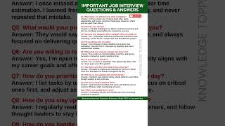 10 Most Important Job Interview Questions and Answers
