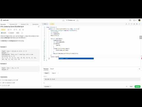 Subarrays sum Divisible by K || Leetcode 974