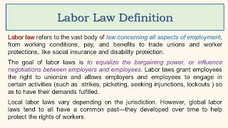 What is labor law?