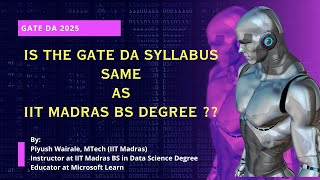 IIT Madras BS Data Science for GATE DA | GATE Data Science & AI  2025| #iitmadras #gateda