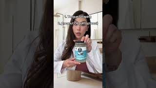 Here’s how to layer your morning oral 🪥care.  #dentist #tonguescrape #mouthwash #toothbrush #floss