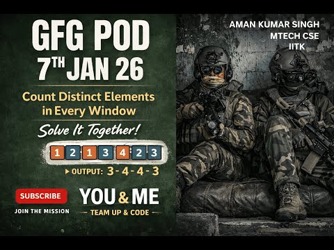 GFG POD | Count Distinct Elements in Every Window | Sliding Window Explained | Jan 7, 2026