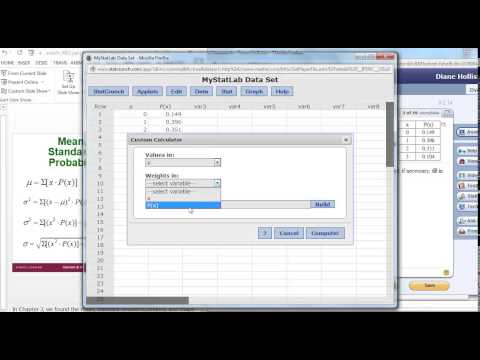 Using StatCrunch to find the mean & st dev. for probability distributions