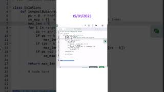 Longest SubArray with Sum K #geeksforgeeks #coding #python #gfgpractice #gfgpotd #gfg