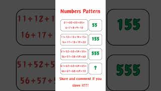 numbers pattern #addingvalue #mathstricks #youtubeshorts #tricks #ytshorts #youtube #competition