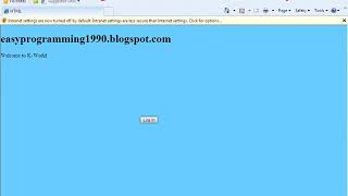 First web application design HTML page with button