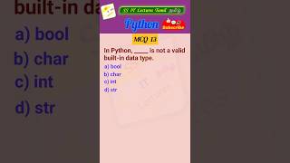 Python MCQ 13 - Test Your Knowledge #pythonprogramming#pythontamil #pythoninterview#shorts#trending